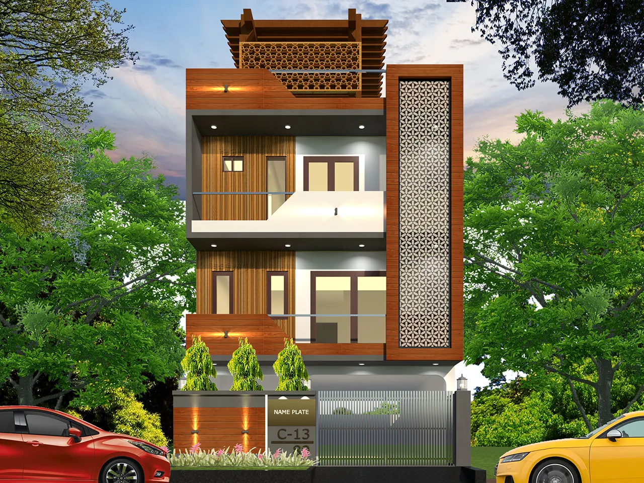 residence elevation design 3d view